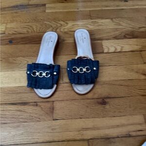 Kate Spade Denim Sandals with Gold Chain